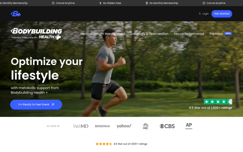 Bodybuilding.com Health+ homepage