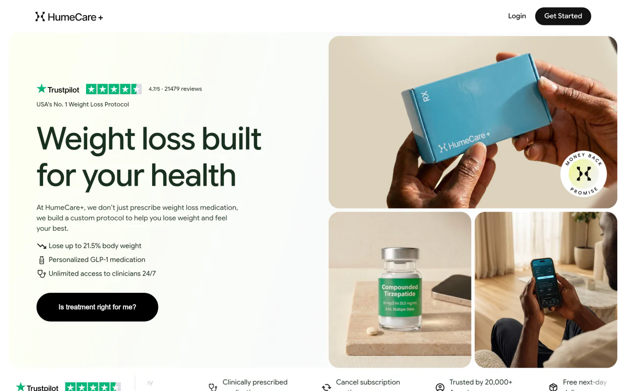 Hume Care homepage