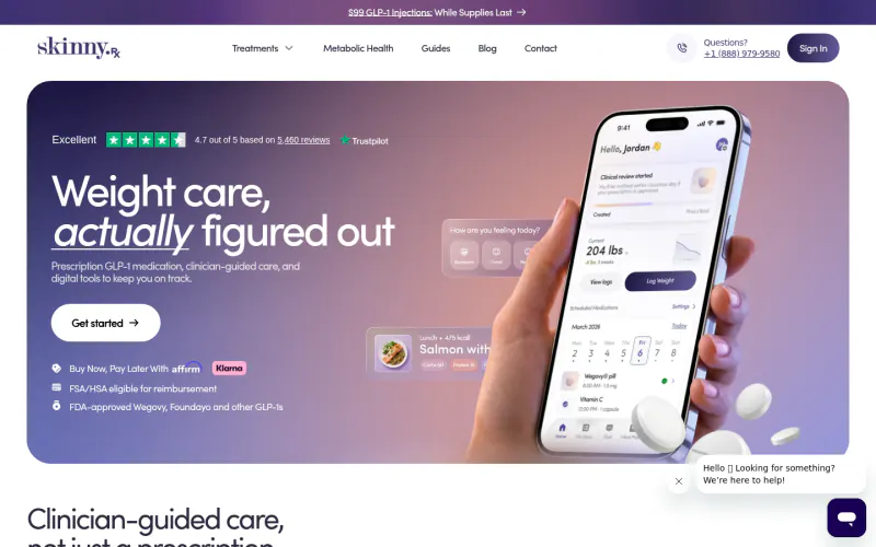 SkinnyRx homepage